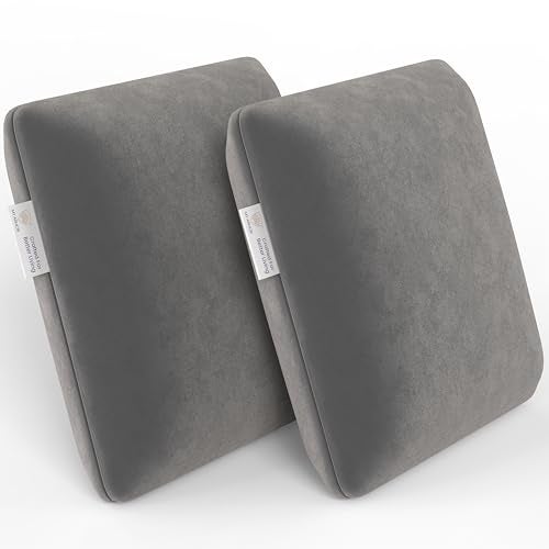 MY ARMOR Memory Foam Square Cushion for Car, Sofa/Diwan, Bed, Chair & Decoration | Highly Durable, Hypoallergenic | Velvet Cover | Grey, Pack of 2 [14"x 14" x 4"] - Image 1