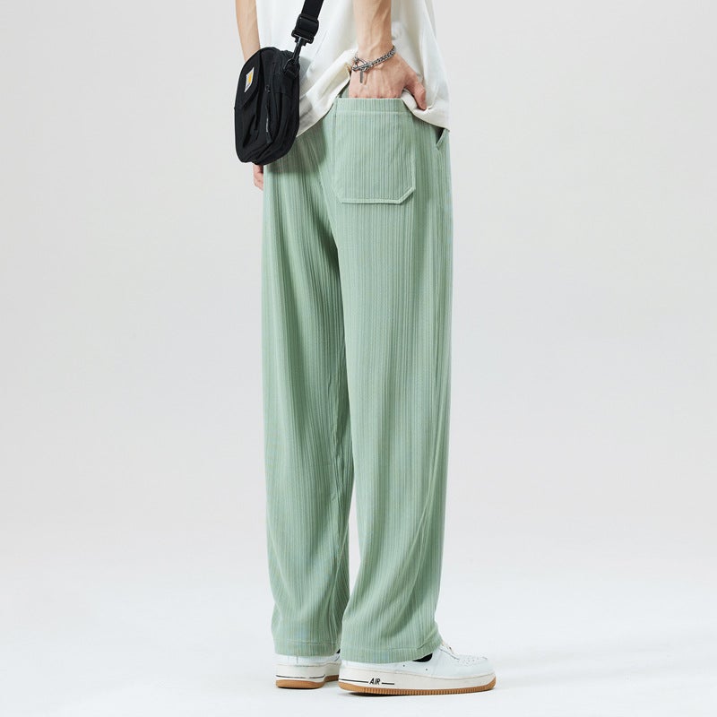 2023 Summer Mens Ice Silk Casual Pants Green  - Image 3