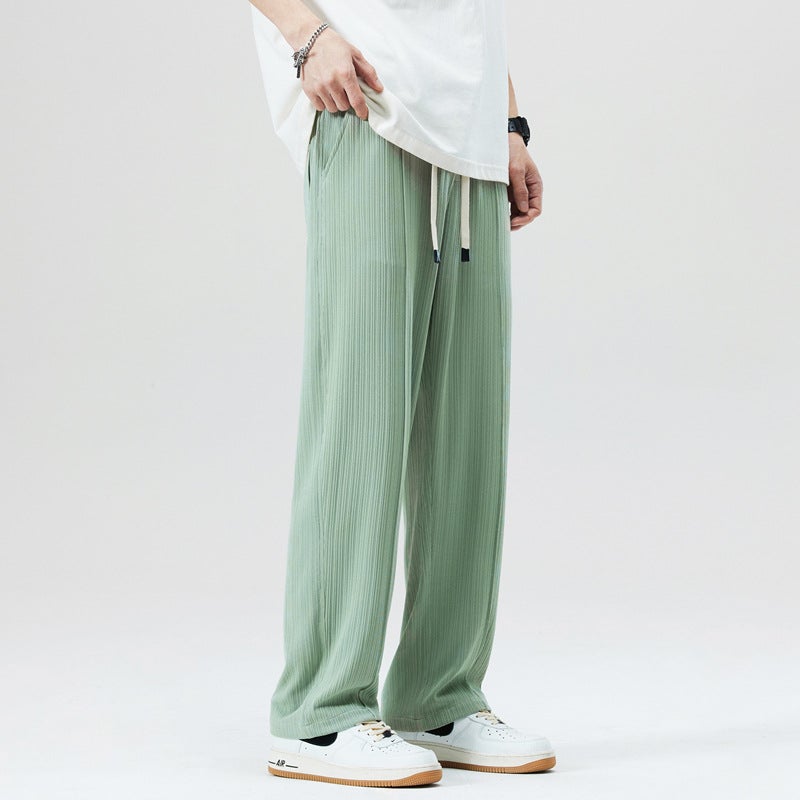 2023 Summer Mens Ice Silk Casual Pants Green  - Image 2