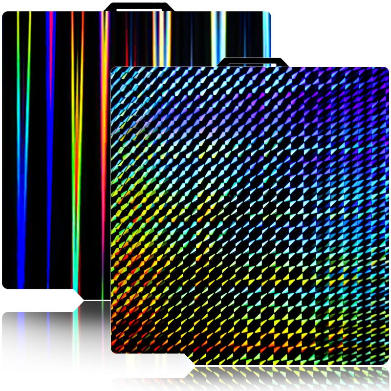 Wefuit JUUPINE 3D Printer H1H Build Plate for Bambu Lab P2S/A1/X1C/X1/X1E/P1P/P1S Holographic Carbon Plate 257x257mm Smooth Textured PEI Spring Steel Plate Removable Platform (Light Beam +Phantom) - Image 1