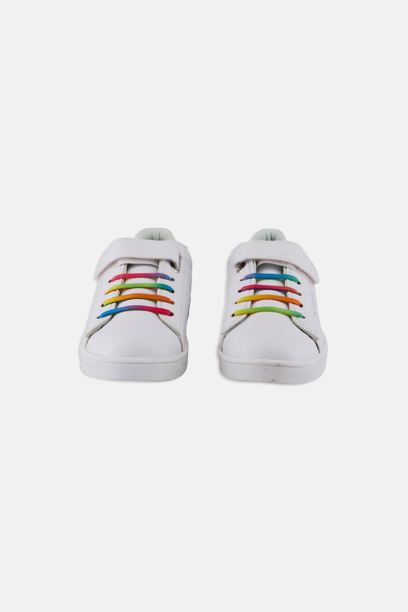 UNITED COLORS OF BENETTON Kids Girl Label LTX Velcro Closure Casual Shoes, White  - Image 2