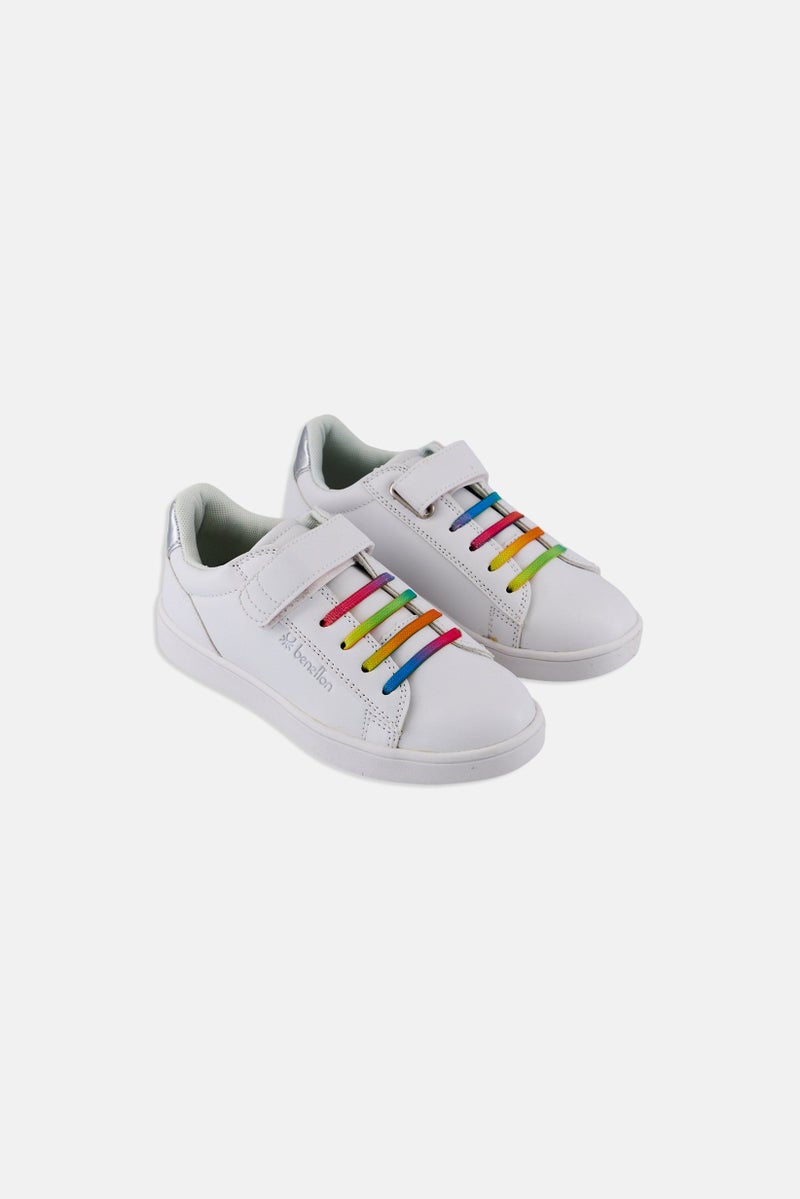 UNITED COLORS OF BENETTON Kids Girl Label LTX Velcro Closure Casual Shoes, White  - Image 1