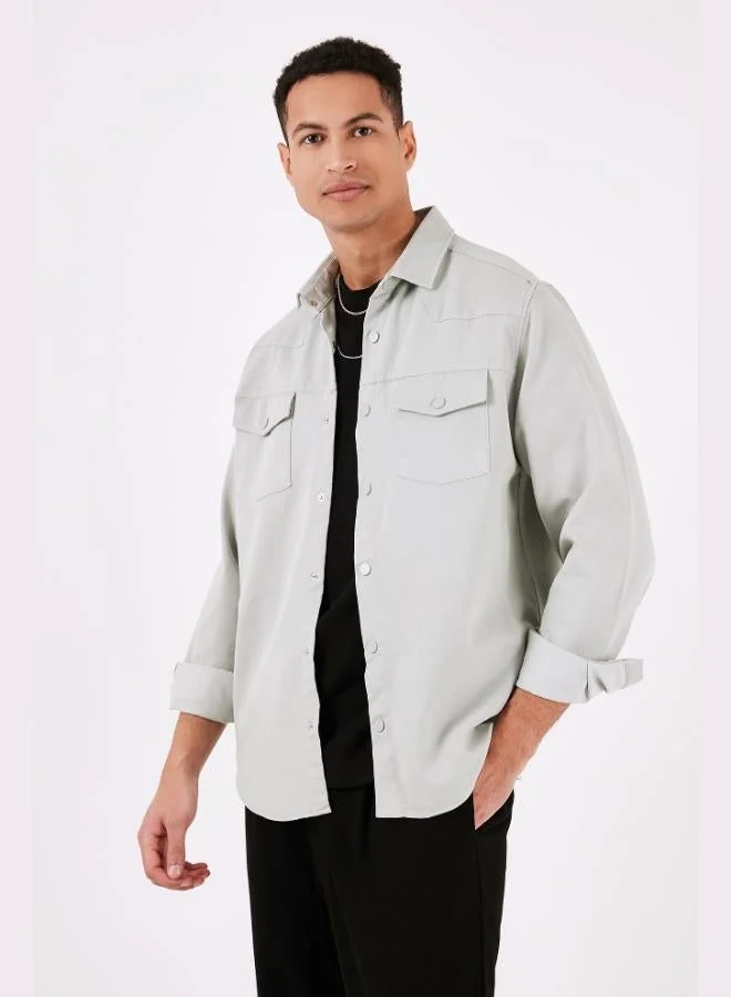 Buratti  Buratti Cotton Regular Fit Double Pocket Shirt Men's SHIRT CF24W116927 for Men | Best Price UAE