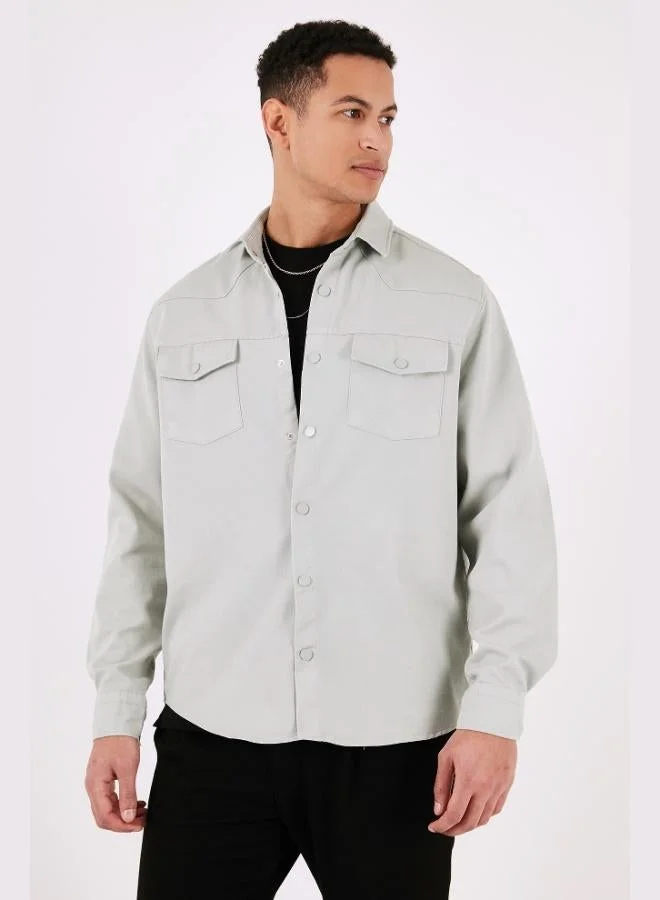 Buratti  Buratti Cotton Regular Fit Double Pocket Shirt Men's SHIRT CF24W116927 for Men | Best Price UAE