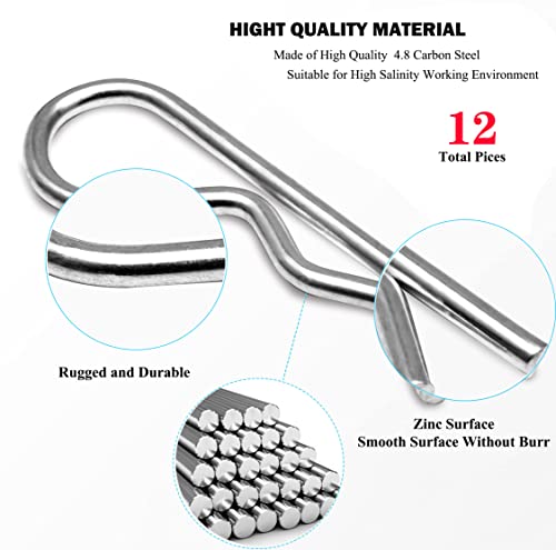 Yoliko Heavy Duty Hitch Pins - 12 Pcs Spring Retaining Wire R Clips M3x60mm for Trailer Tractors Mower Carts Trucks - Image 3