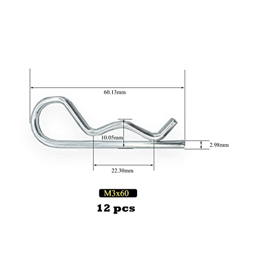 Yoliko Heavy Duty Hitch Pins - 12 Pcs Spring Retaining Wire R Clips M3x60mm for Trailer Tractors Mower Carts Trucks - Image 2