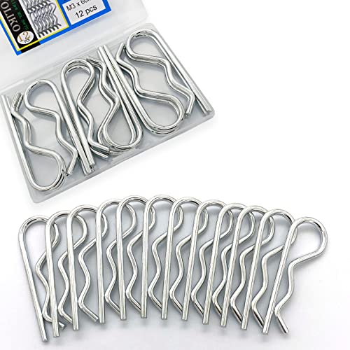 Yoliko Heavy Duty Hitch Pins - 12 Pcs Spring Retaining Wire R Clips M3x60mm for Trailer Tractors Mower Carts Trucks - Image 5