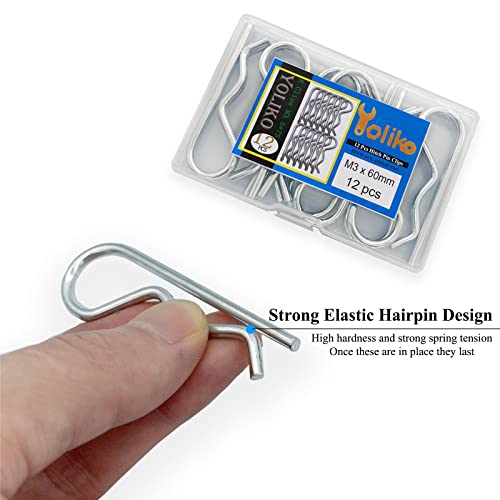 Yoliko Heavy Duty Hitch Pins - 12 Pcs Spring Retaining Wire R Clips M3x60mm for Trailer Tractors Mower Carts Trucks - Image 4