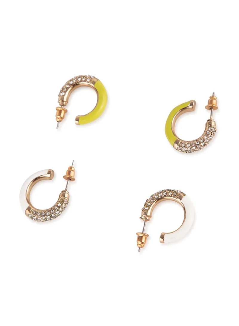 Priyaasi Set of 2 Studded Half Hoop Earrings