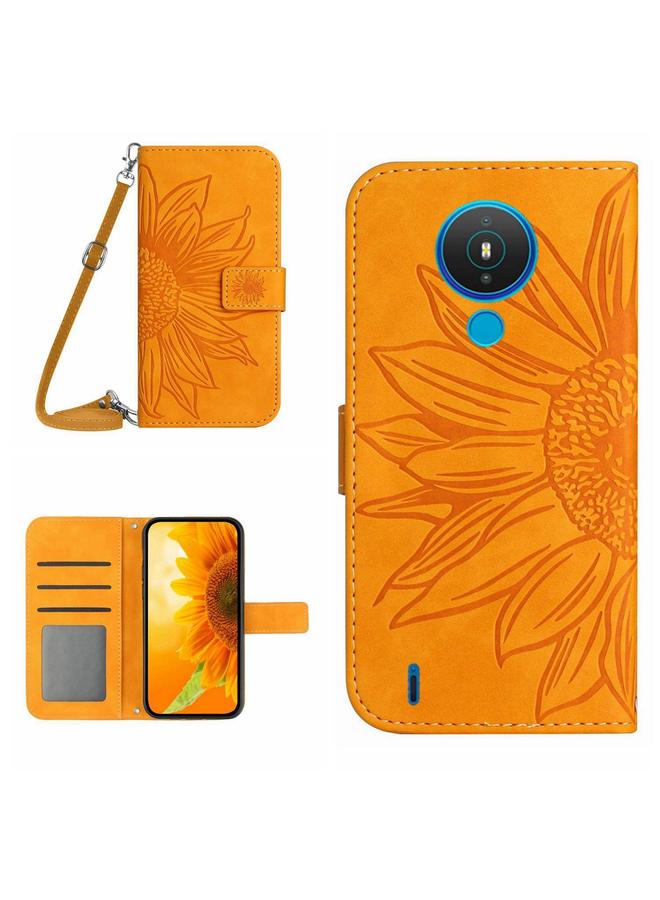erorex Case For Nokia 1.4 Skin Feel Sun Flower Pattern Flip Leather Phone Case with Lanyard - Image 1