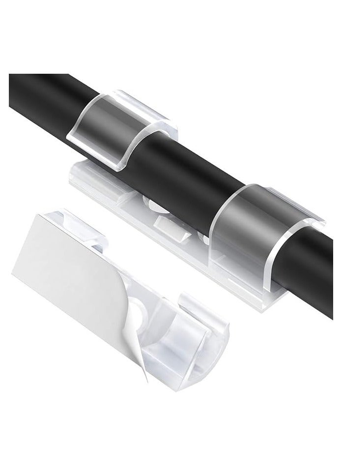 PROMASS Wire Clips, 60 PCS Strong Self-Adhesive Cable Clips, Finisher Wire Clamp Sticky, PC Wire Holder Ties Sticky Tidy and Organizer Cord and Wire (White) - Image 1