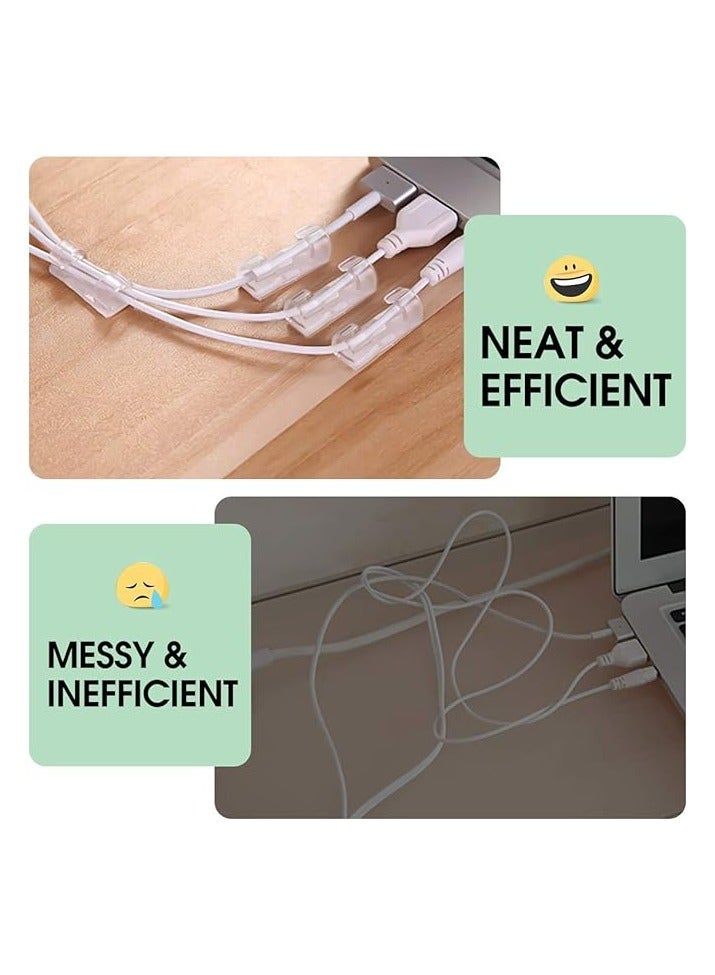 PROMASS Wire Clips, 60 PCS Strong Self-Adhesive Cable Clips, Finisher Wire Clamp Sticky, PC Wire Holder Ties Sticky Tidy and Organizer Cord and Wire (White) - Image 4