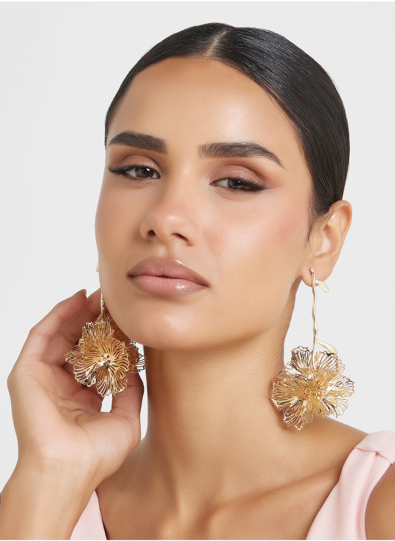 ELLA - Oversized Floral Drop Earrings - Image 1