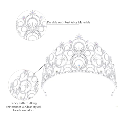 JITINX Crystal Crowns for Women, Crystal Bubble TiaraBride Royal Queen Headband Princess Headpieces for Women Bridal Wedding Prom Birthday Party Crowns (Silver) - Image 5