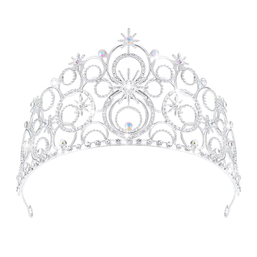 JITINX Crystal Crowns for Women, Crystal Bubble TiaraBride Royal Queen Headband Princess Headpieces for Women Bridal Wedding Prom Birthday Party Crowns (Silver) - Image 1
