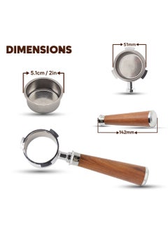 TEGRILO Bottomless Portafilter 51mm for DeLonghi EC680/EC685 and Dedica Coffee Machines with Stainless Steel Replacement Filter Basket and Rosewood Handle  - Image 3