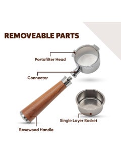 TEGRILO Bottomless Portafilter 51mm for DeLonghi EC680/EC685 and Dedica Coffee Machines with Stainless Steel Replacement Filter Basket and Rosewood Handle  - Image 5