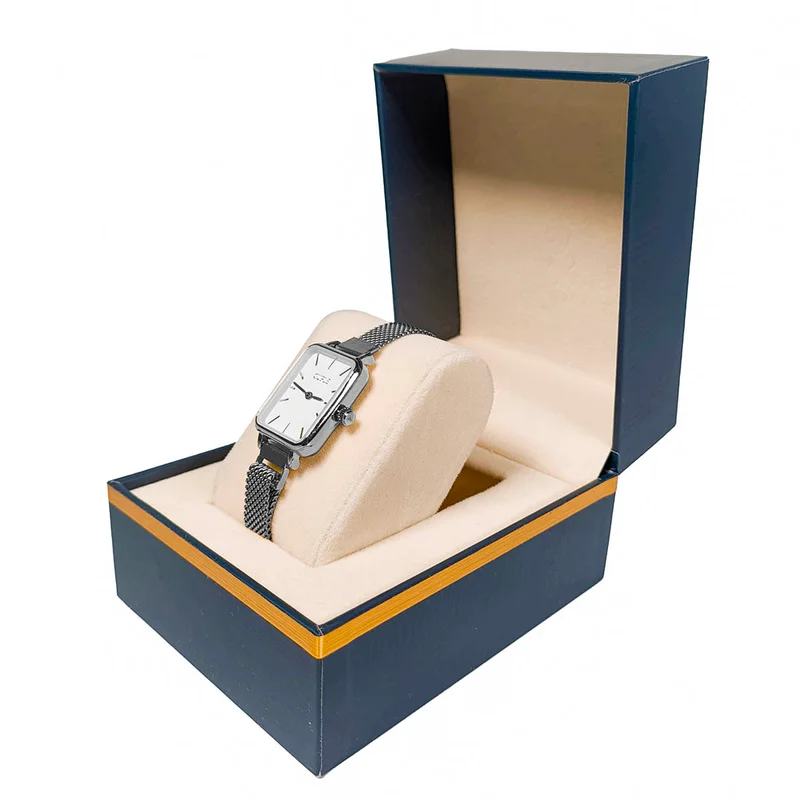 Cuple Womens Silver rectangular Wrist Watch