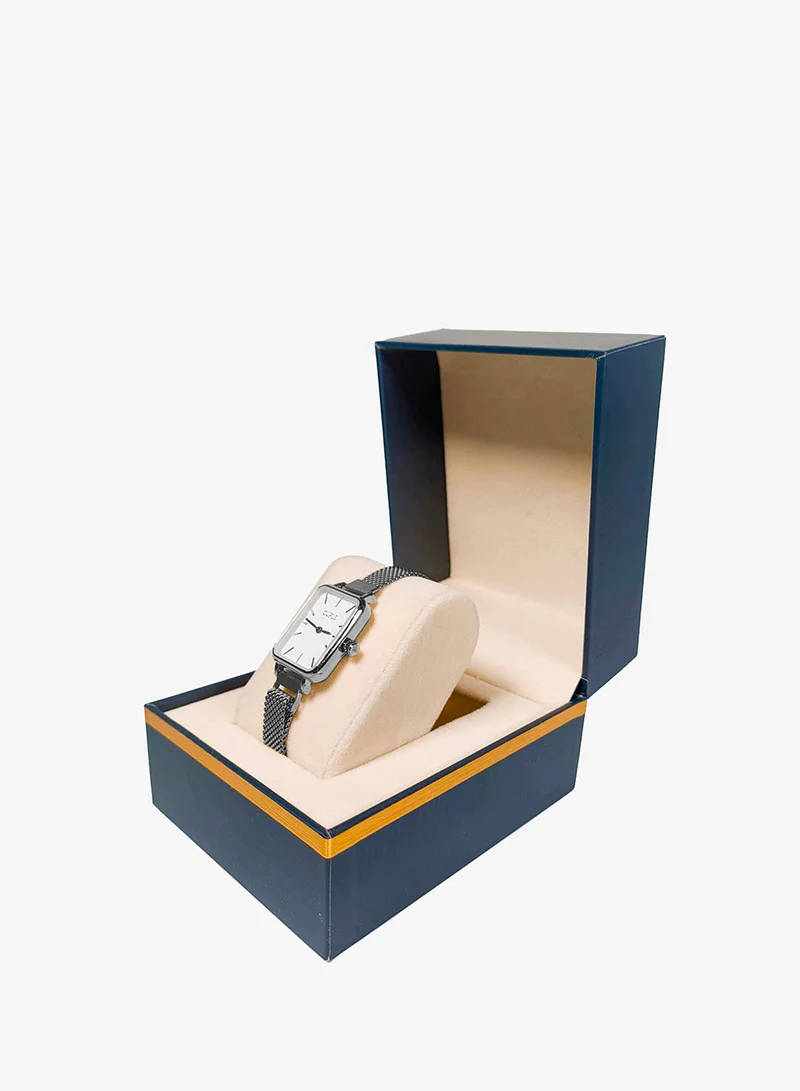 Cuple Womens Silver rectangular Wrist Watch