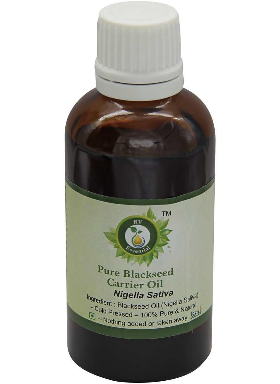 r v essential - Blackseed Oil  Nigella Sativa  Black Seed Oil  for Hair  for Face  for Skin  100 Pure Natural  Cold Pressed  50ml  169oz by R V Essential - Image 1