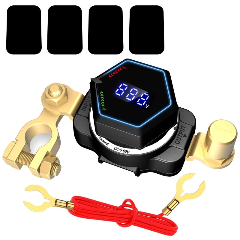 AWBLIN Top Post Battery Disconnect Switch with Voltmeter DC 580V Master Isolator On Off Kill Switch Power CutShut Off Switch for Marine Boat RV Car Truck Camper Trailer - Image 2