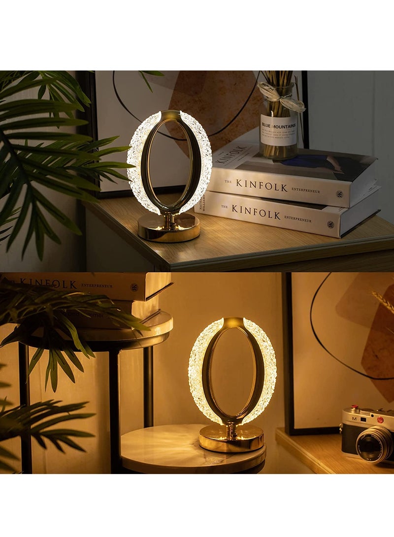 Touch Control Crystal Table Desk Lamp 3-way Dimmable Light, USB Rechargeable Crystal Diamond Table Lamp, Exquisite Night Stand Light Lamp Beside Lamp for Bedroom Living Room, Decorative Desk Lamp Gift - Image 1