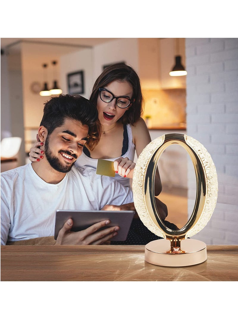 Touch Control Crystal Table Desk Lamp 3-way Dimmable Light, USB Rechargeable Crystal Diamond Table Lamp, Exquisite Night Stand Light Lamp Beside Lamp for Bedroom Living Room, Decorative Desk Lamp Gift - Image 5