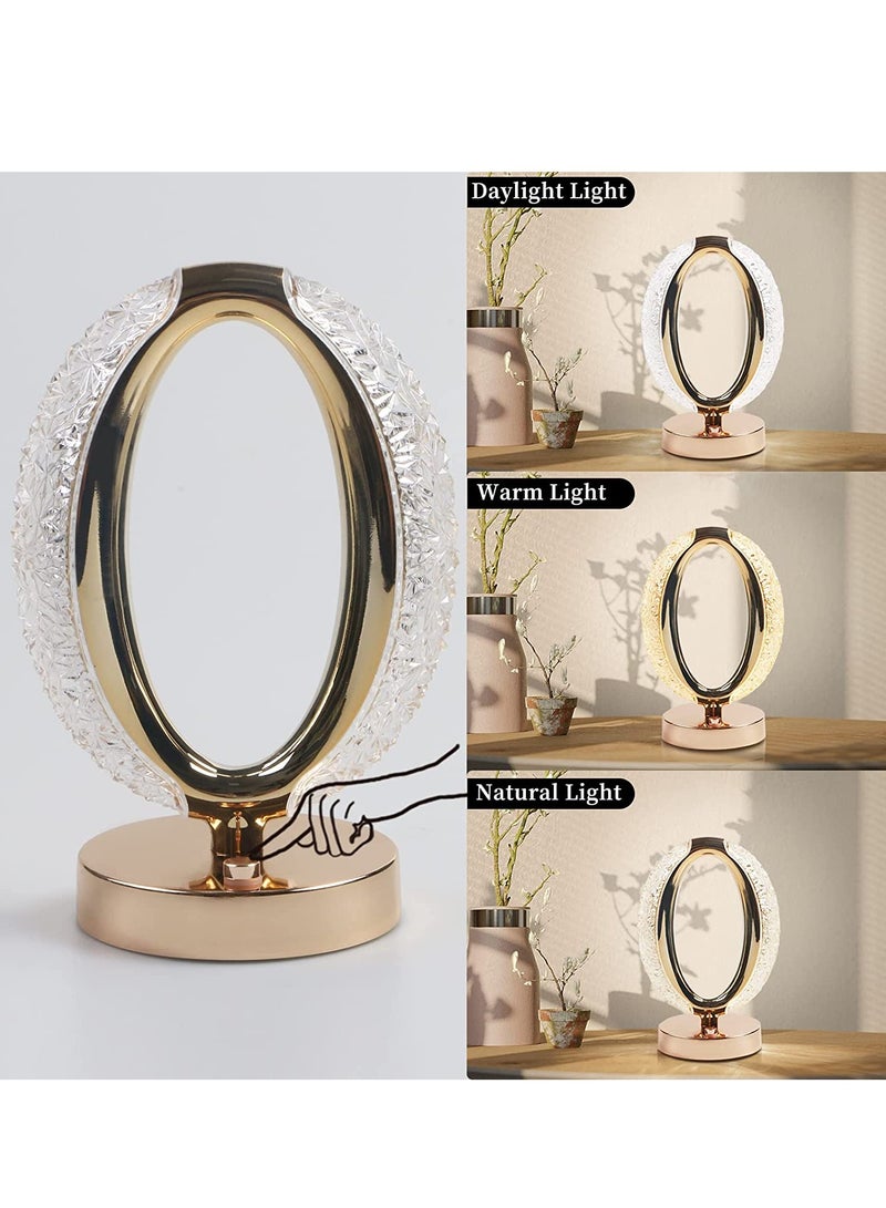 Touch Control Crystal Table Desk Lamp 3-way Dimmable Light, USB Rechargeable Crystal Diamond Table Lamp, Exquisite Night Stand Light Lamp Beside Lamp for Bedroom Living Room, Decorative Desk Lamp Gift - Image 3