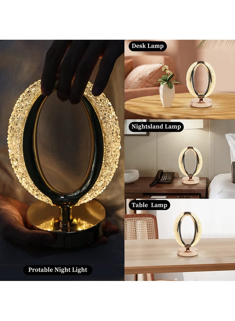 Touch Control Crystal Table Desk Lamp 3-way Dimmable Light, USB Rechargeable Crystal Diamond Table Lamp, Exquisite Night Stand Light Lamp Beside Lamp for Bedroom Living Room, Decorative Desk Lamp Gift - Image 4