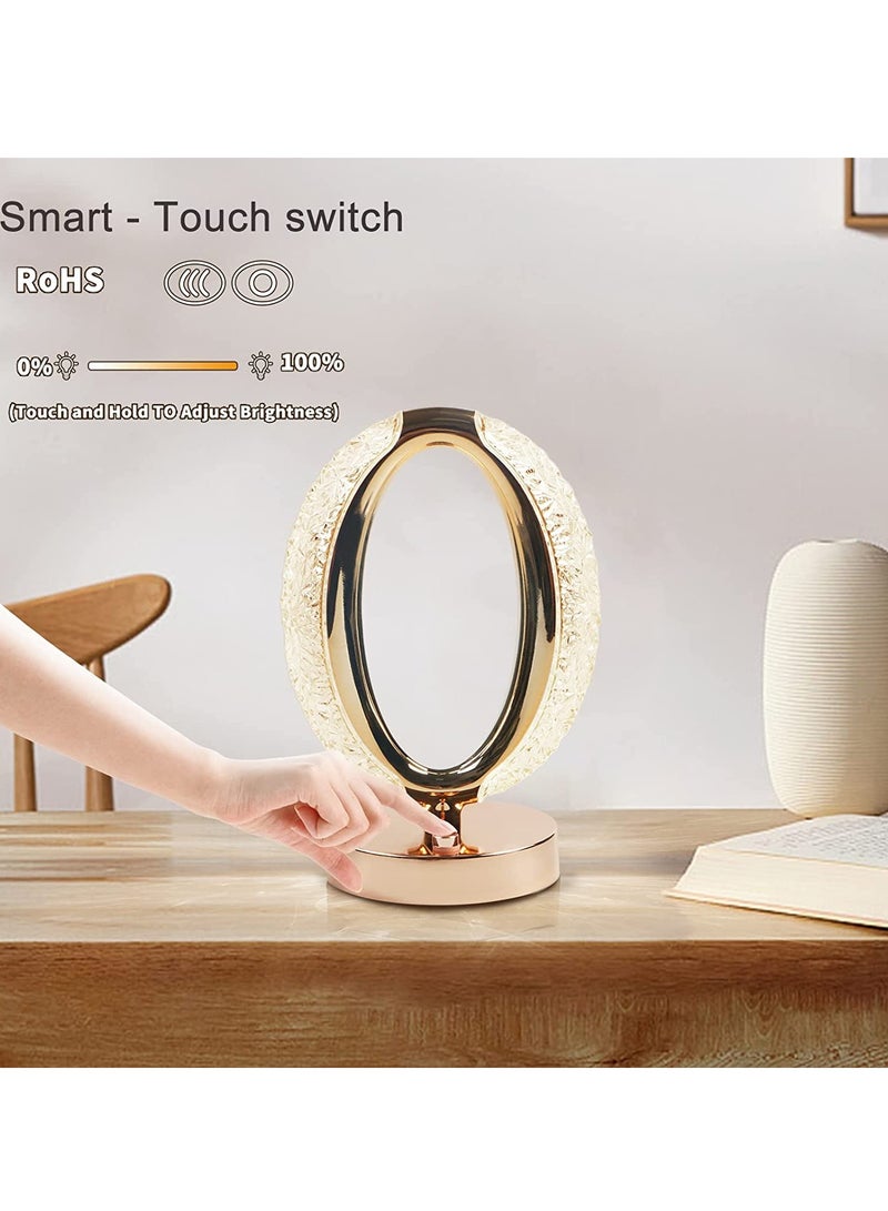 Touch Control Crystal Table Desk Lamp 3-way Dimmable Light, USB Rechargeable Crystal Diamond Table Lamp, Exquisite Night Stand Light Lamp Beside Lamp for Bedroom Living Room, Decorative Desk Lamp Gift - Image 2