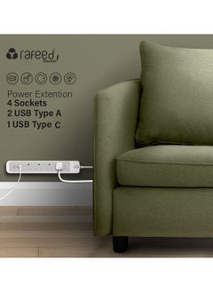رافيد سلك تمديد طاقة 3 متر، 4 مقابس، 2 منافذ USB-A ومنفذ USB-C  - Image 4