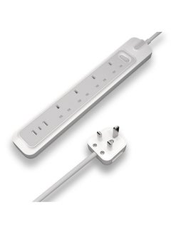 رافيد سلك تمديد طاقة 3 متر، 4 مقابس، 2 منافذ USB-A ومنفذ USB-C  - Image 1