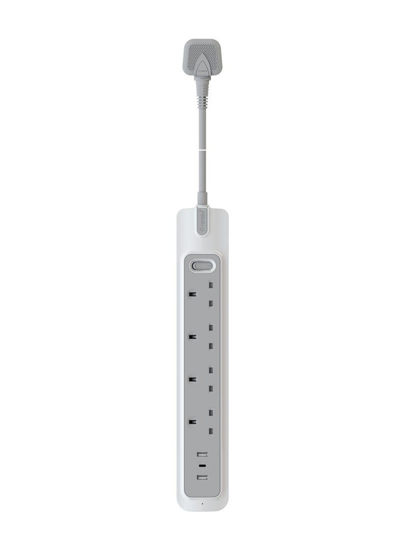 RAFEED Power Extension Strip Cable Lead 3 Meter, 4 Sockets, 2 USB-A Ports, and 1 USB-C Port - Image 2