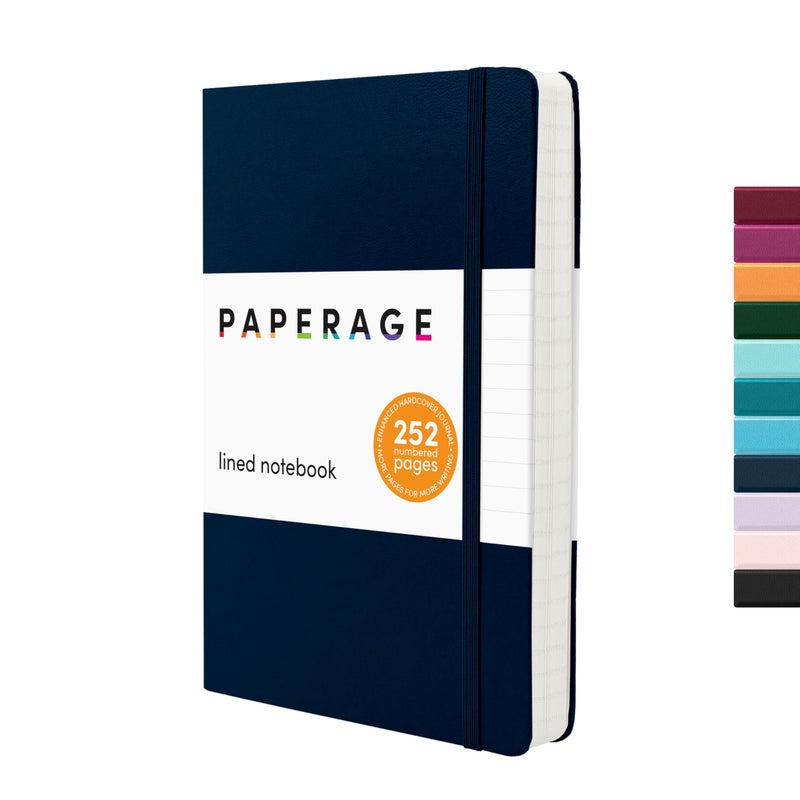 PAPERAGE Lined Journal Notebook, (Navy), 252 Pages, Medium 5.6 in x 8 in - 100 GSM Thick Paper â€“ Hardcover Journaling Notebook for Work, School & Note Taking - Image 1