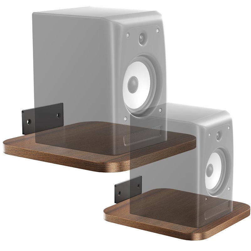 WALI Speaker Wall Mount, Heavy Duty Bookshelf Speaker Floating Wall Shelves, Surround Sound Speakers Stand for Living Room, Home Theater and Gaming Room, Holds up to 55 Lbs, (SWM302), 1 Pair, Wood - Image 1