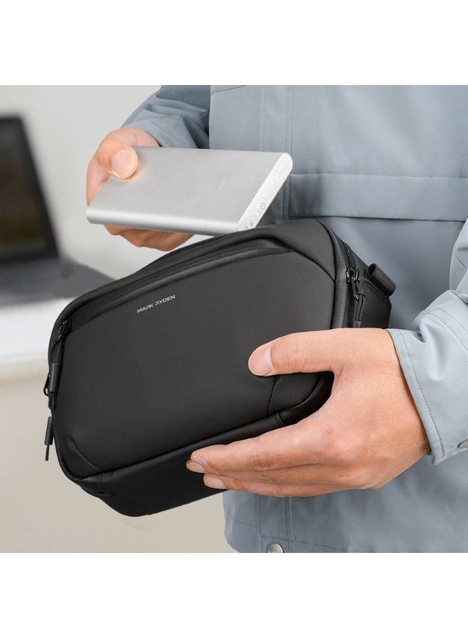 Mark Ryden MR-165 Black Digital Organizer Bag – 3C Series Tech Accessory Pouch with Shoulder Strap, Water-Repellent Oxford Fabric, YKK Zippers – Crossbody or Clutch for Travel and Daily Use - Image 3