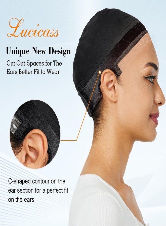 lucicass Wig Cap for Women,Wig Grip Cap for Keeping Wigs in Place,Non Slip Caps with Velvet Grip Band Make Your Wigs Be Glueless(Black,M) - Image 2