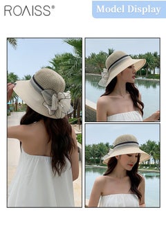 roaiss Women's Wide Brim Bucket Hat, Lightweight Breathable UV Protection Sun Hat with Flower Decoration, Suitable for Summer Beach Outdoor  - Image 5