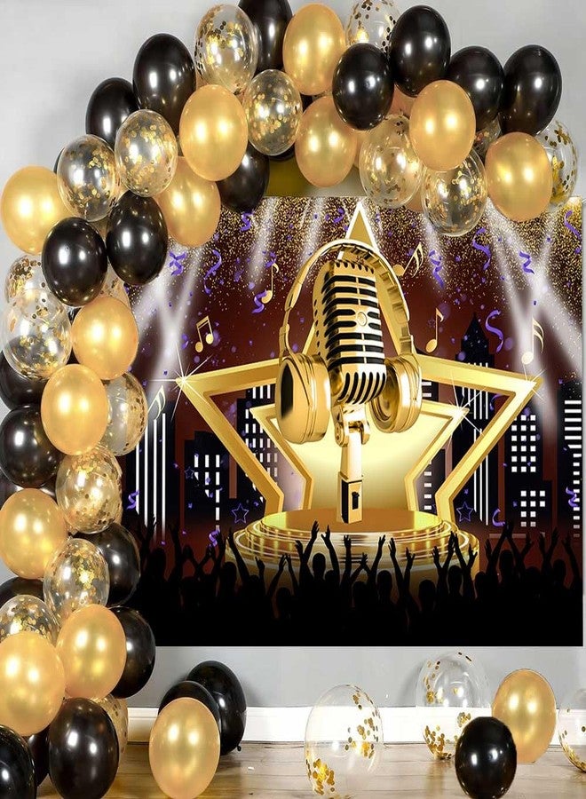 Sensfun Karaoke Party Backdrop Star Stage Night Show Photography Background Microphone Karaoke Birthday Decorations Banner Music Party Backdrops Adults Kids Photo Booth Props 7x5ft - Image 4