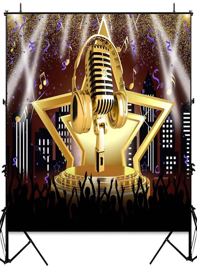 Sensfun Karaoke Party Backdrop Star Stage Night Show Photography Background Microphone Karaoke Birthday Decorations Banner Music Party Backdrops Adults Kids Photo Booth Props 7x5ft - Image 2