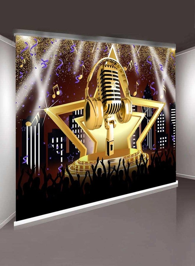 Sensfun Karaoke Party Backdrop Star Stage Night Show Photography Background Microphone Karaoke Birthday Decorations Banner Music Party Backdrops Adults Kids Photo Booth Props 7x5ft - Image 3