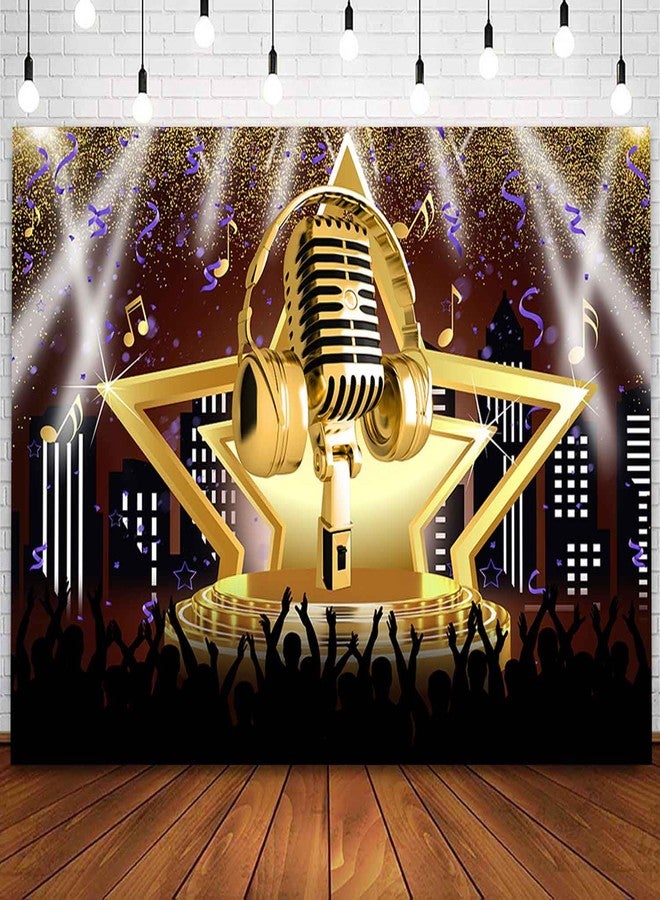 Sensfun Karaoke Party Backdrop Star Stage Night Show Photography Background Microphone Karaoke Birthday Decorations Banner Music Party Backdrops Adults Kids Photo Booth Props 7x5ft - Image 1