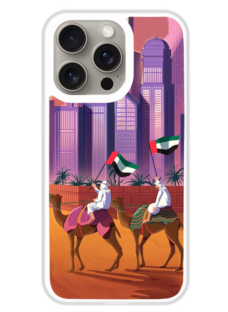 Theodor Protective Case Cover For APPLE IPHONE 15 Pro Camel Uae Flag (White Bumper) - Image 1