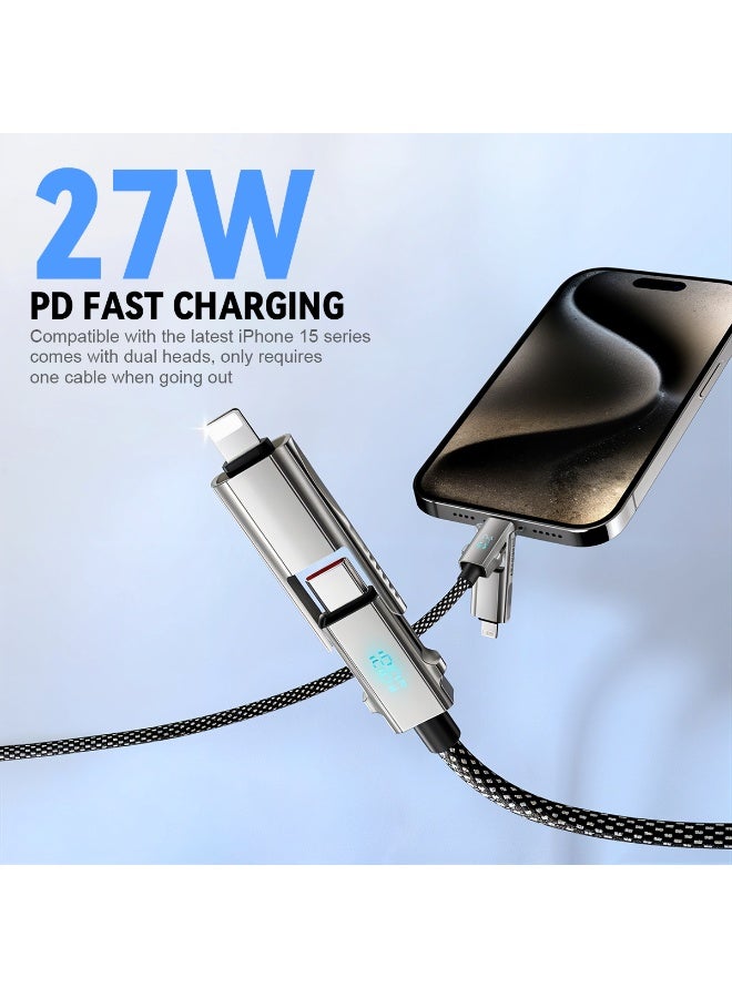 فيريلوكس® كابل USB إلى Type C 4 في 1 مع شاشة رقمية بطول 1.2 متر/3.9 قدم، شحن سريع PD65W كابل Type C، نقل بيانات بسرعة 480 ميجابت في الثانية لكابل شاحن iPhone 16/15/14/13 Galaxy S25/S24/S23 وMacBook المحمول - Image 5