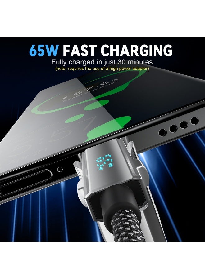 فيريلوكس® كابل USB إلى Type C 4 في 1 مع شاشة رقمية بطول 1.2 متر/3.9 قدم، شحن سريع PD65W كابل Type C، نقل بيانات بسرعة 480 ميجابت في الثانية لكابل شاحن iPhone 16/15/14/13 Galaxy S25/S24/S23 وMacBook المحمول - Image 2