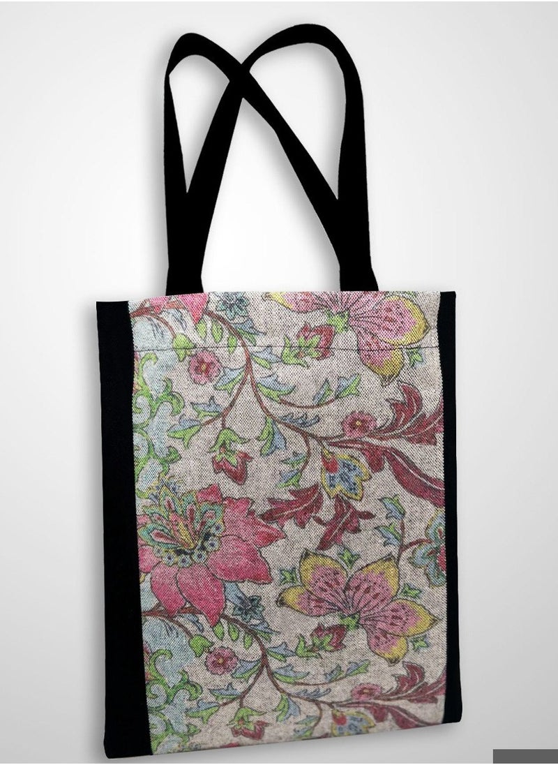 Gharibo Bags - Spring flowers casual printed linen tote bag - Image 1