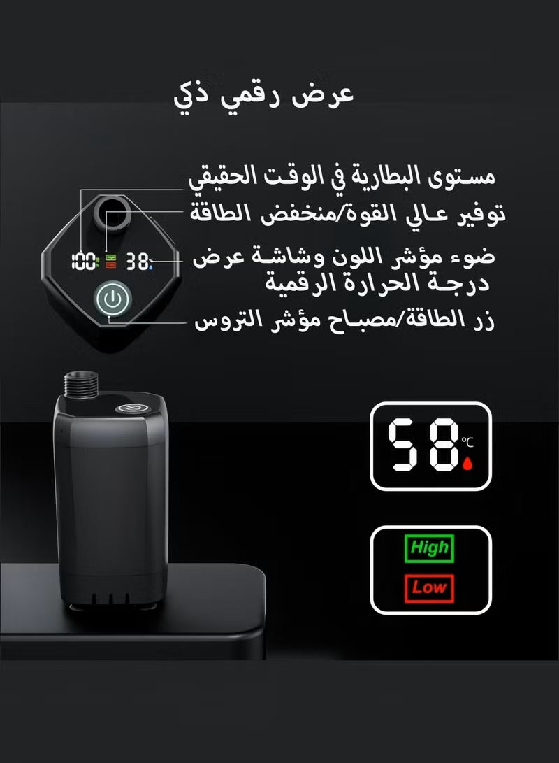 لانثور مضخة دش التخييم المحمولة مع خزان ماء سعة 20 لتر، نظام دش خارجي قابل لإعادة الشحن، 5 أوضاع للضغط، مقاومة للماء بتصنيف IPX8، مناسبة للسفر والمشي لمسافات طويلة والحيوانات الأليفة – أسود - Image 4