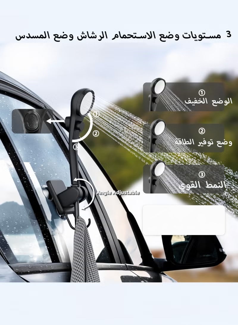 لانثور مضخة دش التخييم المحمولة مع خزان ماء سعة 20 لتر، نظام دش خارجي قابل لإعادة الشحن، 5 أوضاع للضغط، مقاومة للماء بتصنيف IPX8، مناسبة للسفر والمشي لمسافات طويلة والحيوانات الأليفة – أسود - Image 5