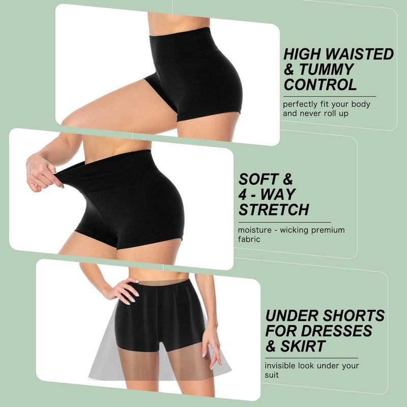 Hi Clasmix Women's 3"/5" High Waisted Biker Shorts - Spandex Yoga, Workout, Cycling, Women's Sports & Recreation Shorts | Athletic Booty Shorts in Nude Beige, Activewear for Workout & Under Dresses - Image 5