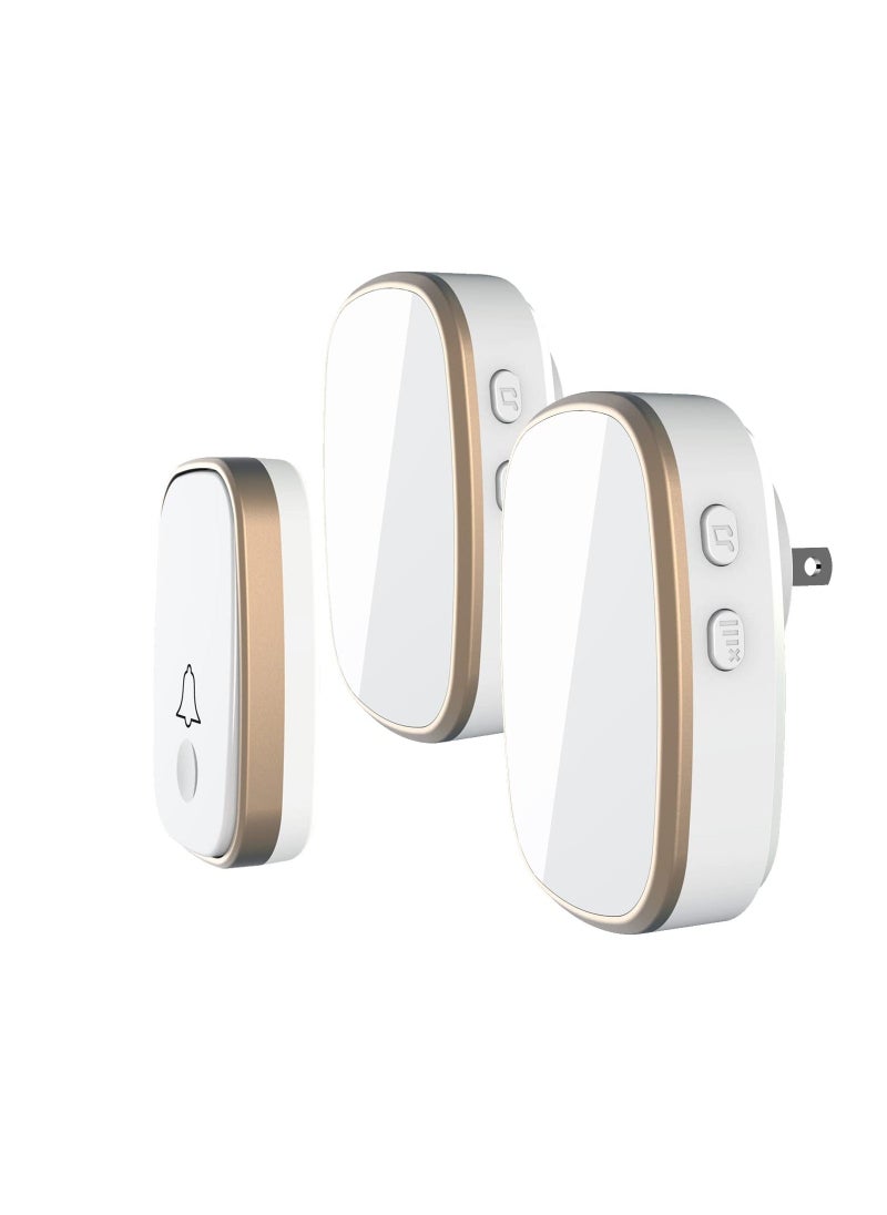 Y&D Self-Powered Wireless Doorbell Kit, No Battery Needed Cordless Door Chime Waterproof 1,000ft Range with 5 Volume Levels and 52 Chimes LED Flashing,1 Push Button 2 Receiver  - Image 1
